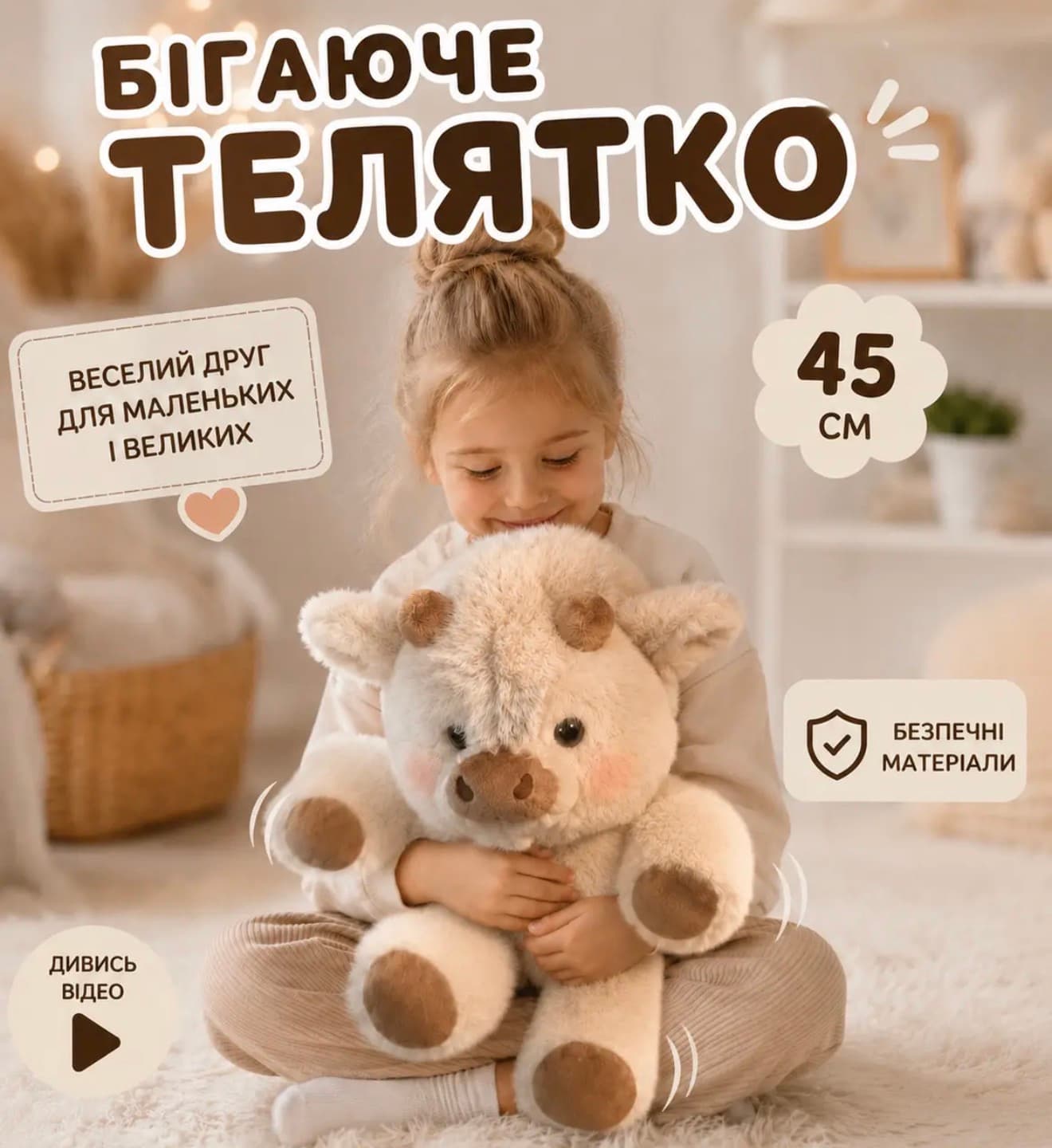 Мʼяка іграшка «Бігаюче телятко» 45см - зображення 1