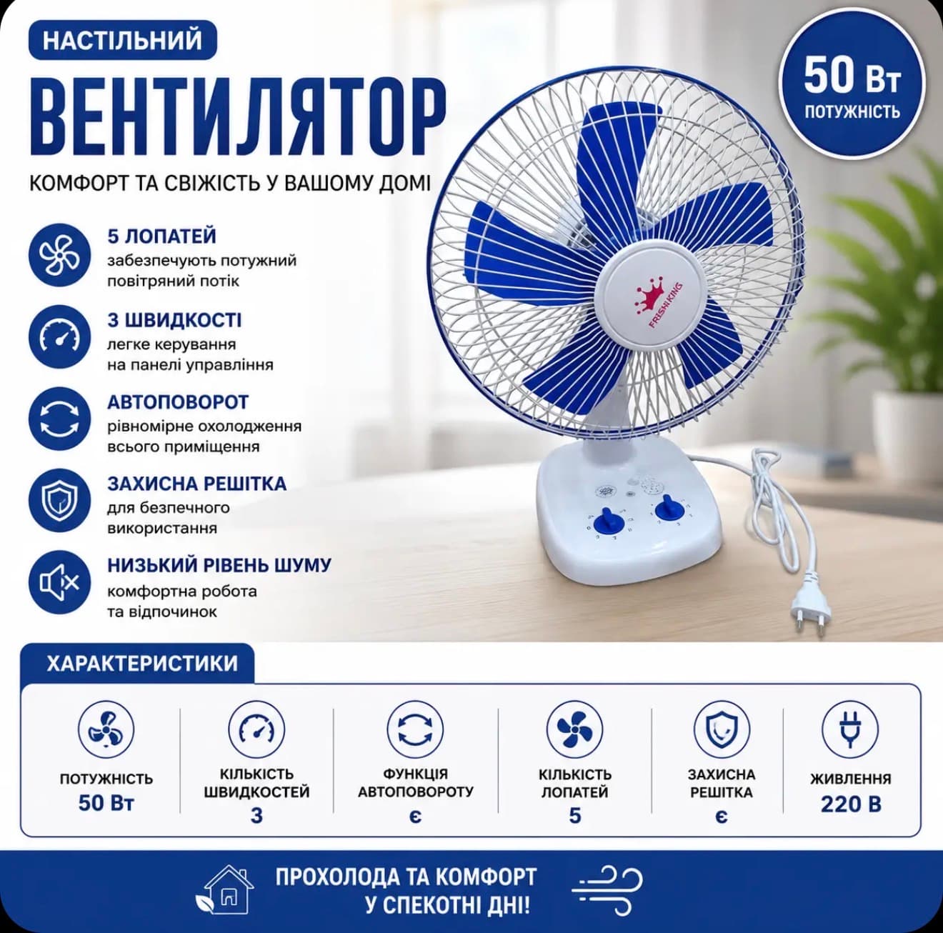 Вентилятор настільний Prandtex - зображення 1